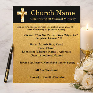 50th Anniversary Black Gold Church Invitation Flyer
