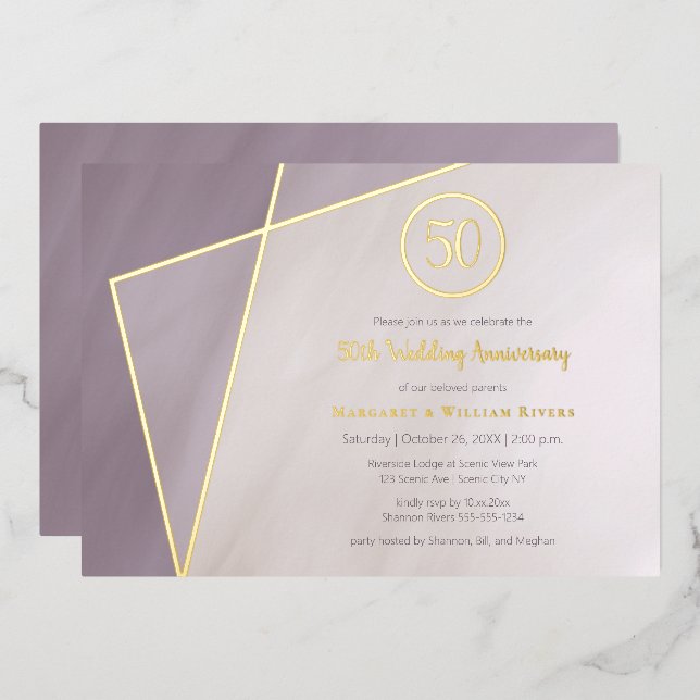 50th anniversary celebration muted plum gold frame (Front/Back)