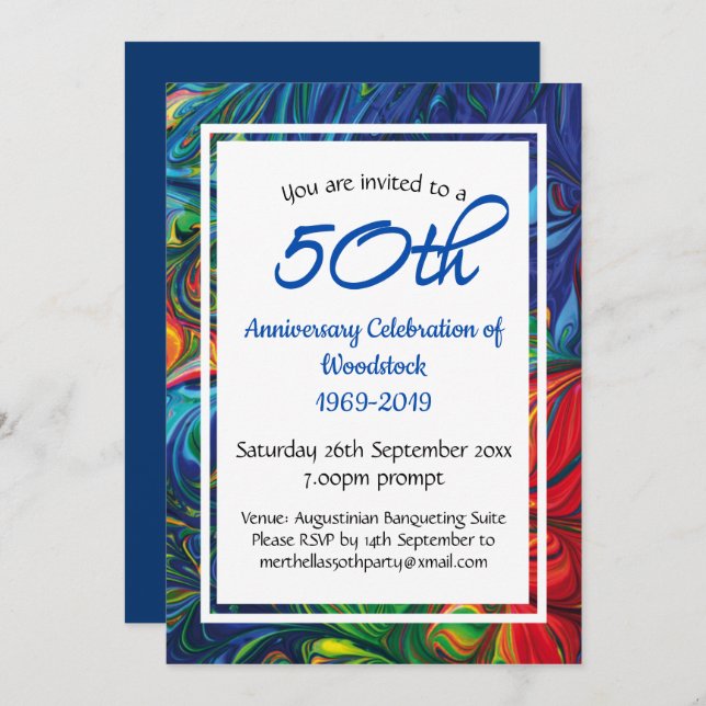 50th Anniversary Celebration Retro Personalized Invitation (Front/Back)