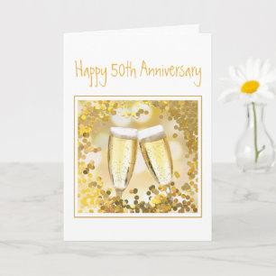 50th Anniversary Champagne Flutes Add Custom Photo Card