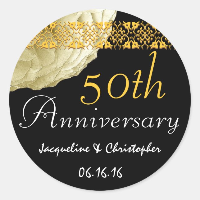 50th Anniversary CHAMPAGNE Rose Sticker (Front)