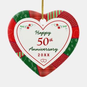 50th Anniversary Christmas Holiday Ceramic Ornament