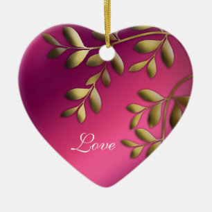 50th Anniversary Christmas Pink Purple Gold Ceramic Ornament