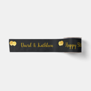 50th Anniversary Custom Black & Gold Ribbon Satin Ribbon