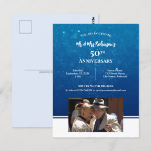 50th Anniversary Custom Photograph Dark Blue Water Postcard
