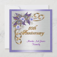 50th Anniversary dinner invitation elegant floral