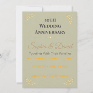 50th Anniversary Elegant Custom Gold Love Invitation