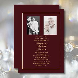 50th Anniversary Elegant Dark Red Burgundy Gold