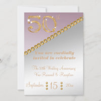 50th Anniversary elegant gold nugget & light Pink 