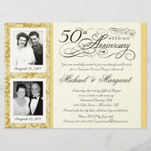 50th Anniversary Fancy 2 Photo Invitation - Large