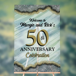 50th Anniversary Faux Glitter Welcome sign