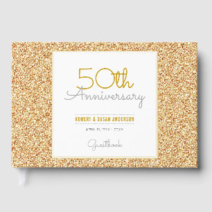 50th Anniversary Faux Gold Glitter Guest Book