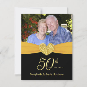 50th Anniversary - Faux Pocket Photo Invitations