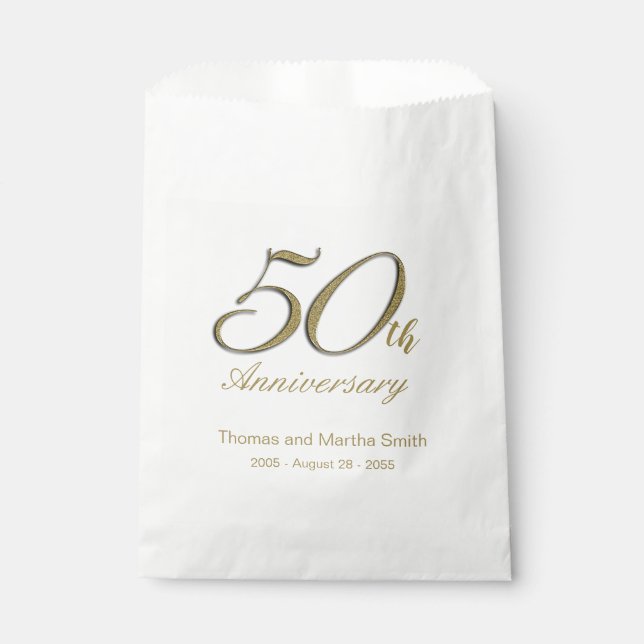 50th Anniversary Favour Cake Bags Personalized (Front)
