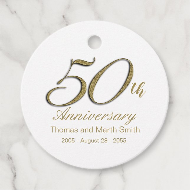50th Anniversary Favour Tags Personalized (Front)