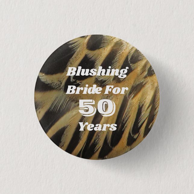 50th Anniversary Feather Milestone Celebration 1 Inch Round Button (Front)