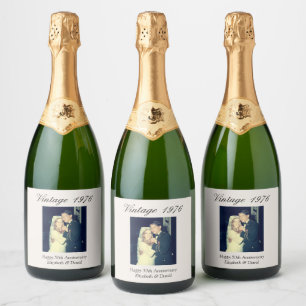 50th Anniversary Gift Personalized Wedding Photo Sparkling Wine Label