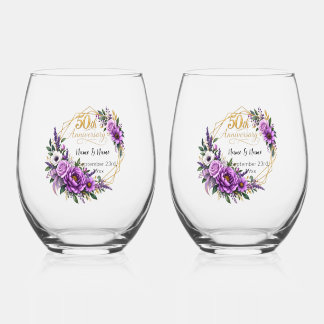 50th Anniversary Gift Set Stemless Wine Glass