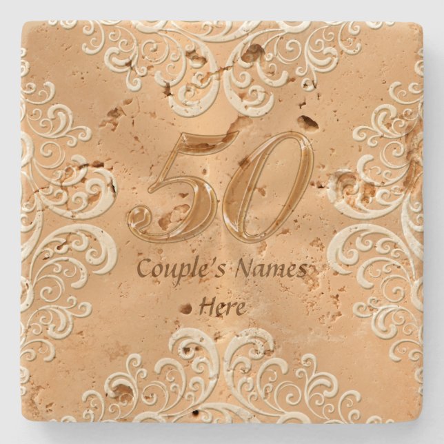 50th Anniversary Gifts Ideas Personalized Coasters (Front)