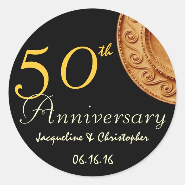 50th Anniversary GOLD Art Deco Sticker (Front)