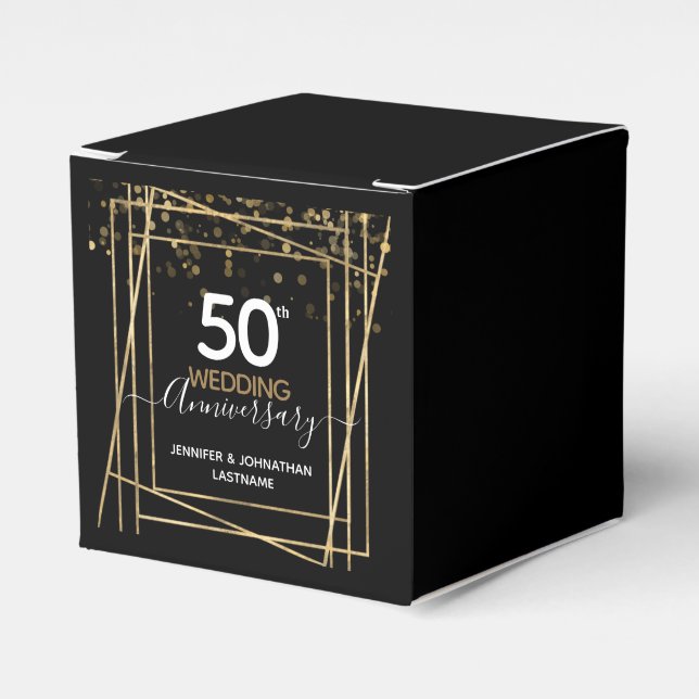 50th Anniversary Gold Border Favor Box (Front Side)