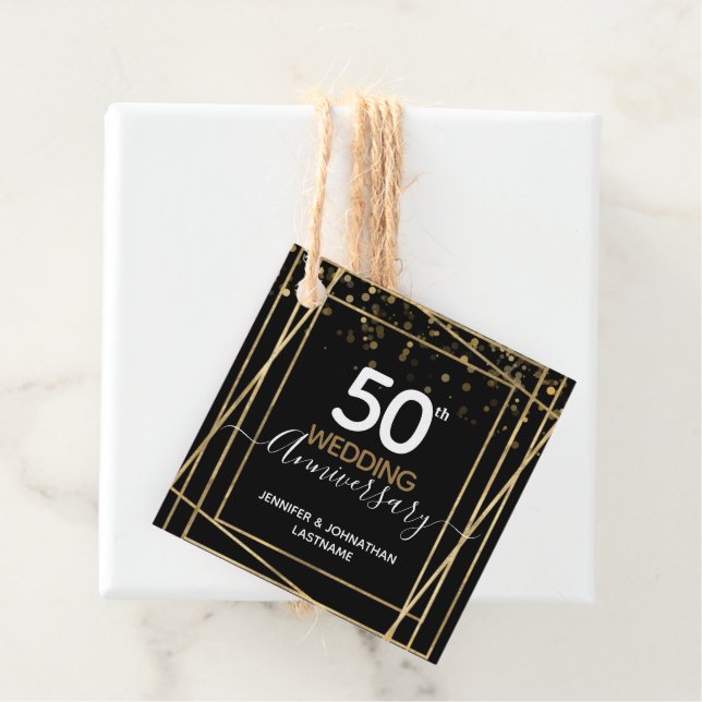 50th Anniversary Gold Border Favour Tags (In Situ)