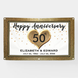 50th Anniversary Gold Confetti - Hanging Banner
