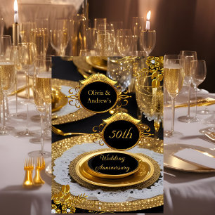 50th Anniversary Gold Diamond Dinner Party Invitation
