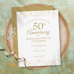 50th Anniversary Gold Dust Confetti Save the Date Announcement Postcard<br><div class="desc">Featuring delicate gold dust confetti. Personalise with your special fifty years golden anniversary save the date information in chic lettering. Designed by Thisisnotme©</div>