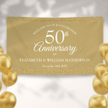 50th Anniversary Gold Dust Confetti Welcome Banner<br><div class="desc">Featuring delicate gold dust confetti. Personalise with your special fifty years golden anniversary information in chic white lettering. Designed by Thisisnotme©</div>