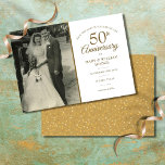 50th Anniversary Gold Heart Confetti Wedding Photo Save The Date<br><div class="desc">Personalize with your favourite wedding photo and your special 50th golden wedding anniversary celebration details in chic gold typography. The reverse features gold love heart confetti. Designed by Thisisnotme©</div>