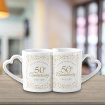 50th Anniversary Gold Hearts Confetti Coffee Mug Set<br><div class="desc">Personalize with the names and wedding year of the happy couple. A fun,  unique and customizable gift to celebrate anyone's golden wedding anniversary. Designed by Thisisnotme©</div>