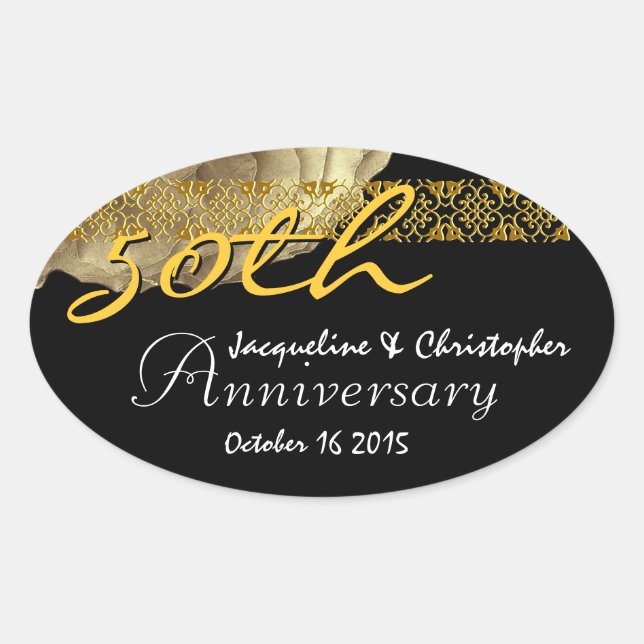 50th Anniversary GOLD Rose Sticker (Front)