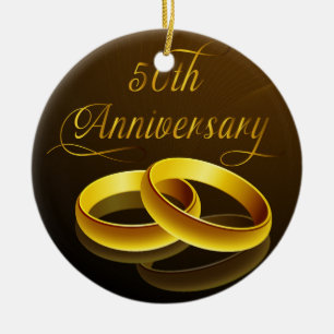 50th Anniversary   Gold Script Ceramic Ornament
