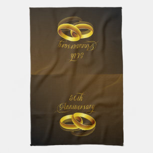 50th Anniversary   Gold Script Kitchen Towel