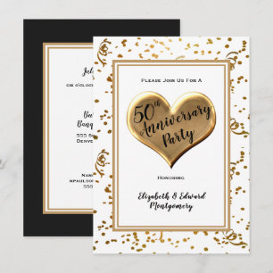 50th Anniversary Gold Sparkle - Party Invitation