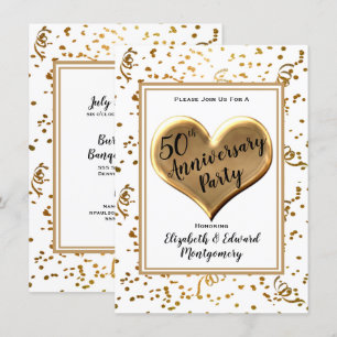 50th Anniversary Gold Sparkle - Party Invitation