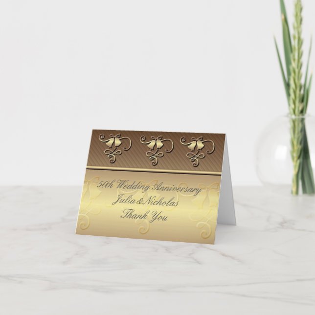 50th Anniversary Gold Thank You Card (Front)
