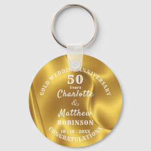 50th Anniversary Gold Wedding Gift Personalized Keychain
