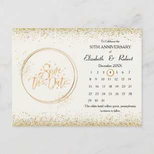 50th Anniversary Gold Wedding The Date Calendar Announcement Postcard