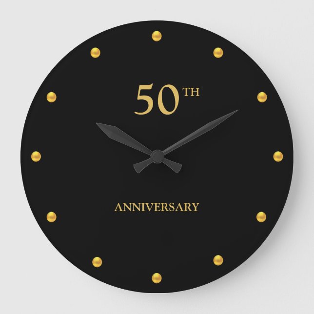 50TH Anniversary & Golden Dots on Black Large Clock (Front)