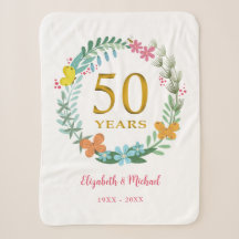 50th Anniversary Golden Floral Butterfly Wreath