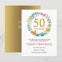 50th Anniversary Golden Floral Save the Date