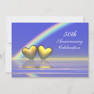 50th Anniversary Golden Hearts Invitation