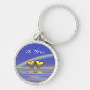 50th Anniversary Golden Hearts Keychain