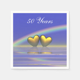 50th Anniversary Golden Hearts Napkin