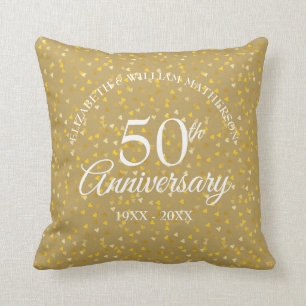 50th Anniversary Golden Hearts Throw Pillow
