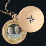 50th Anniversary Golden Photo Frame | Keepsake Locket Necklace<br><div class="desc">This is a unique, elegant personalized photo golden anniversary pendant necklace- Shiny gold effect anniversary commemorative keepsake has your own personalized photo template of the happily married anniversary couple of fifty years centred and framed by a circle of elegant ornate gold swirl designs. At the bottom are the married couple...</div>
