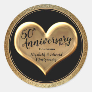 50th Anniversary - Golden Sparkle - Round Sticker