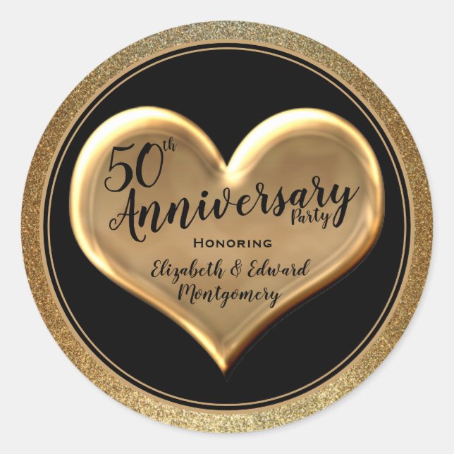 50th Anniversary - Golden Sparkle - Round Sticker (Front)